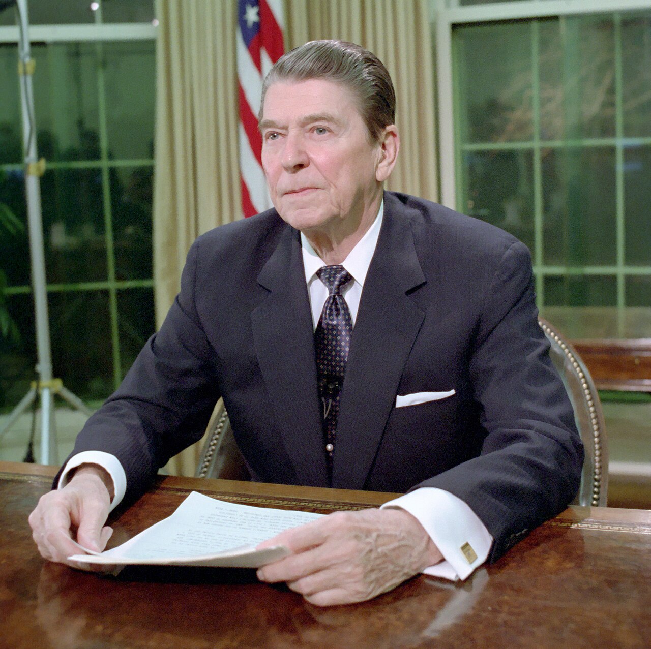 President Reagan addresses the Iran-Contra affair from the Oval Office, March 4, 1987.