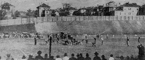 Panoramic view of the stadium during the 1916 Georgia Tech vs. Cumberland game.