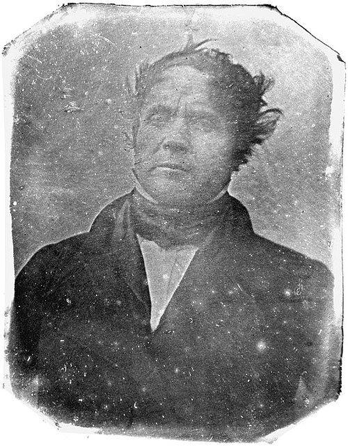 Daguerreotype possibly made by Daguerre in 1837, believed to depict Constant Huet.