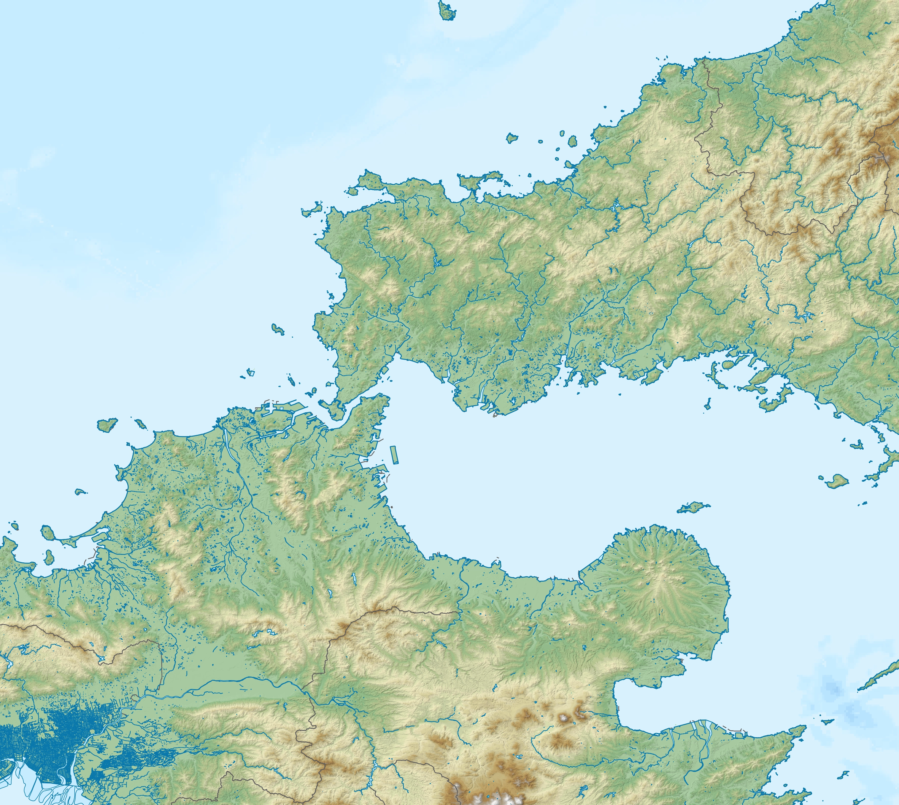 Map showing the Kanmon Straits between Honshu and Kyushu.