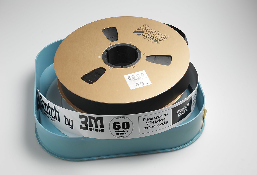 A spool of 2-inch broadcast videotape.