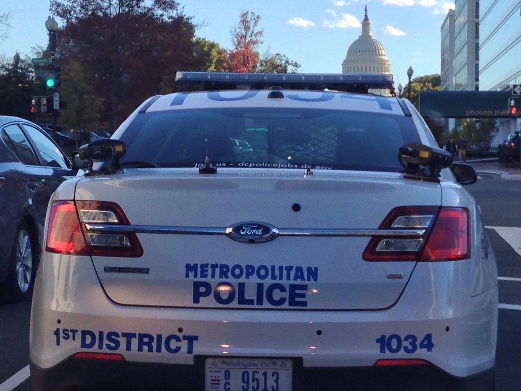 A Washington, D.C. police cruiser mounted with trunk-mounted automated license plate readers.