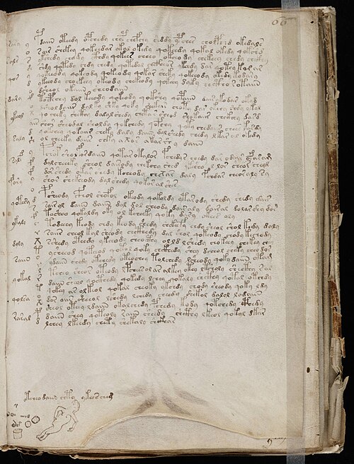 Page 119, folio 66r, displaying typical text characteristics in the Voynich manuscript.