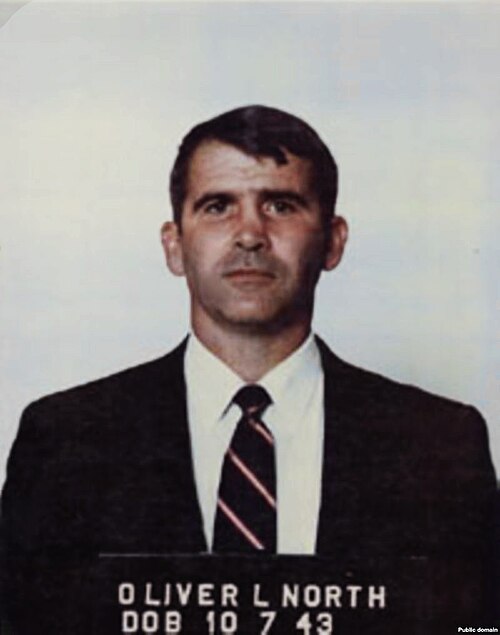 Oliver North's mugshot after his arrest.