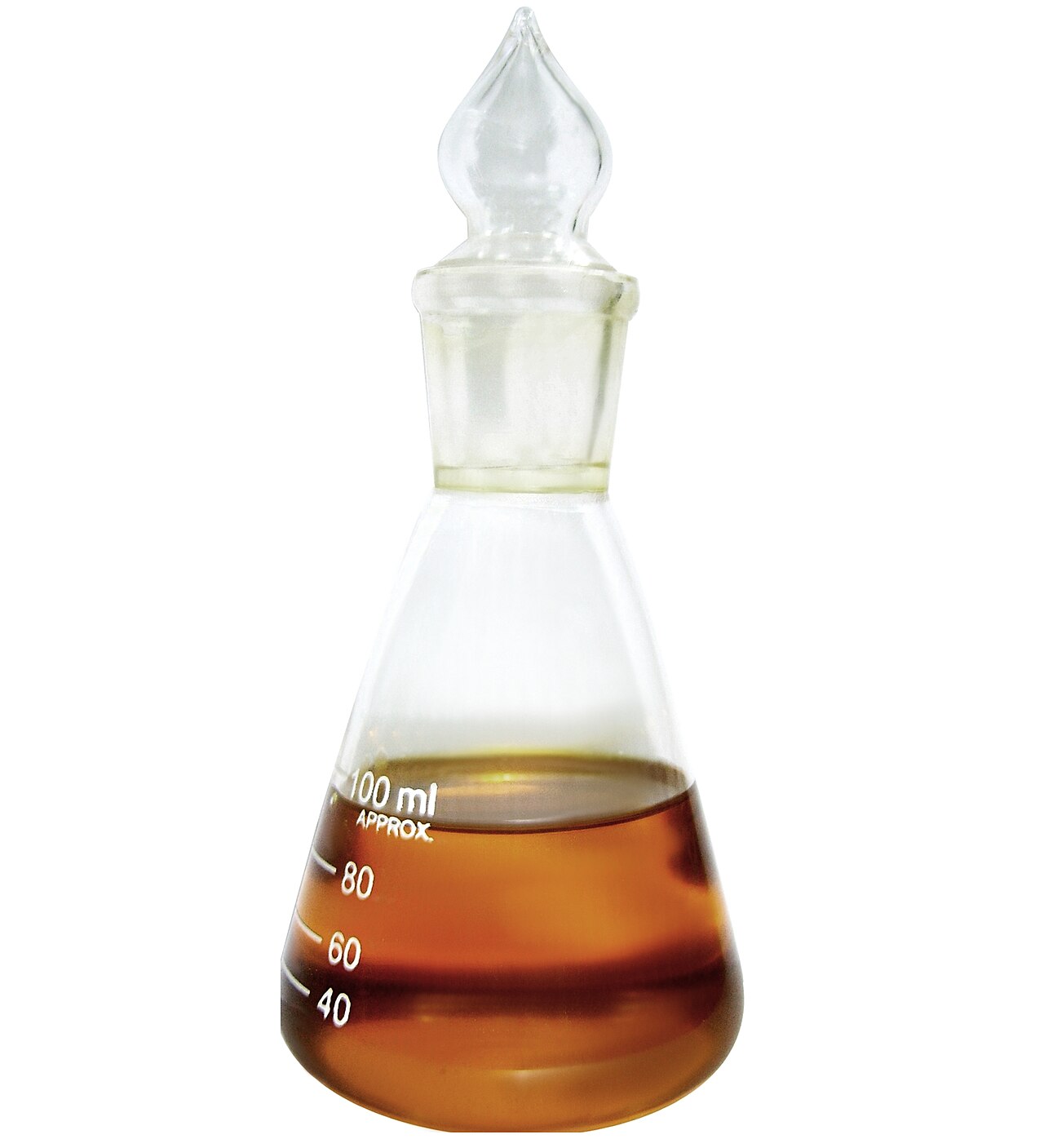 A laboratory flask containing a biodiesel sample.