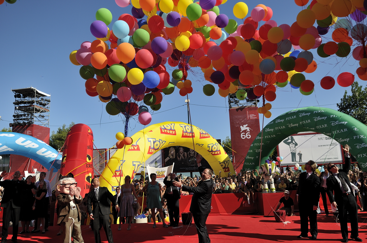 Celebration with balloons at the 66th Venice Film Festival.