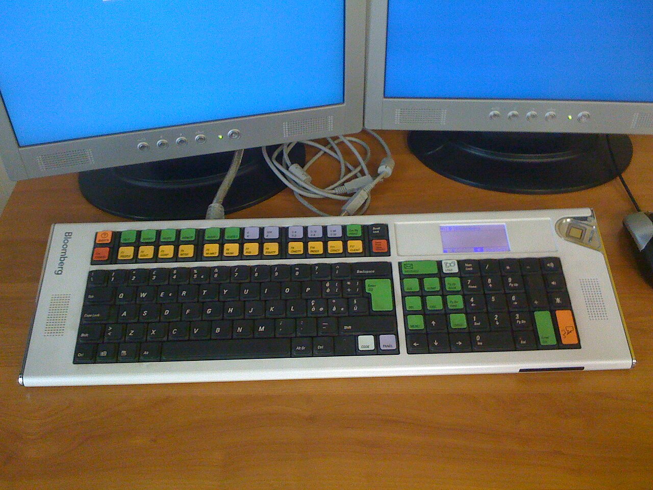 An early 2000s Bloomberg Terminal keyboard with dedicated function keys.